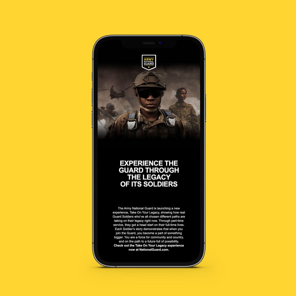 Army National Guard Legacy Campaign on iPhone mockup
