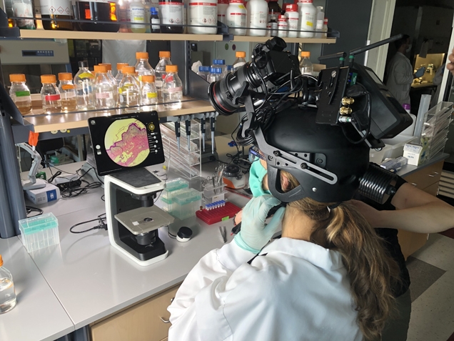 iostudio's video production behind the scenes in a biology lab for the NC State University video shoot